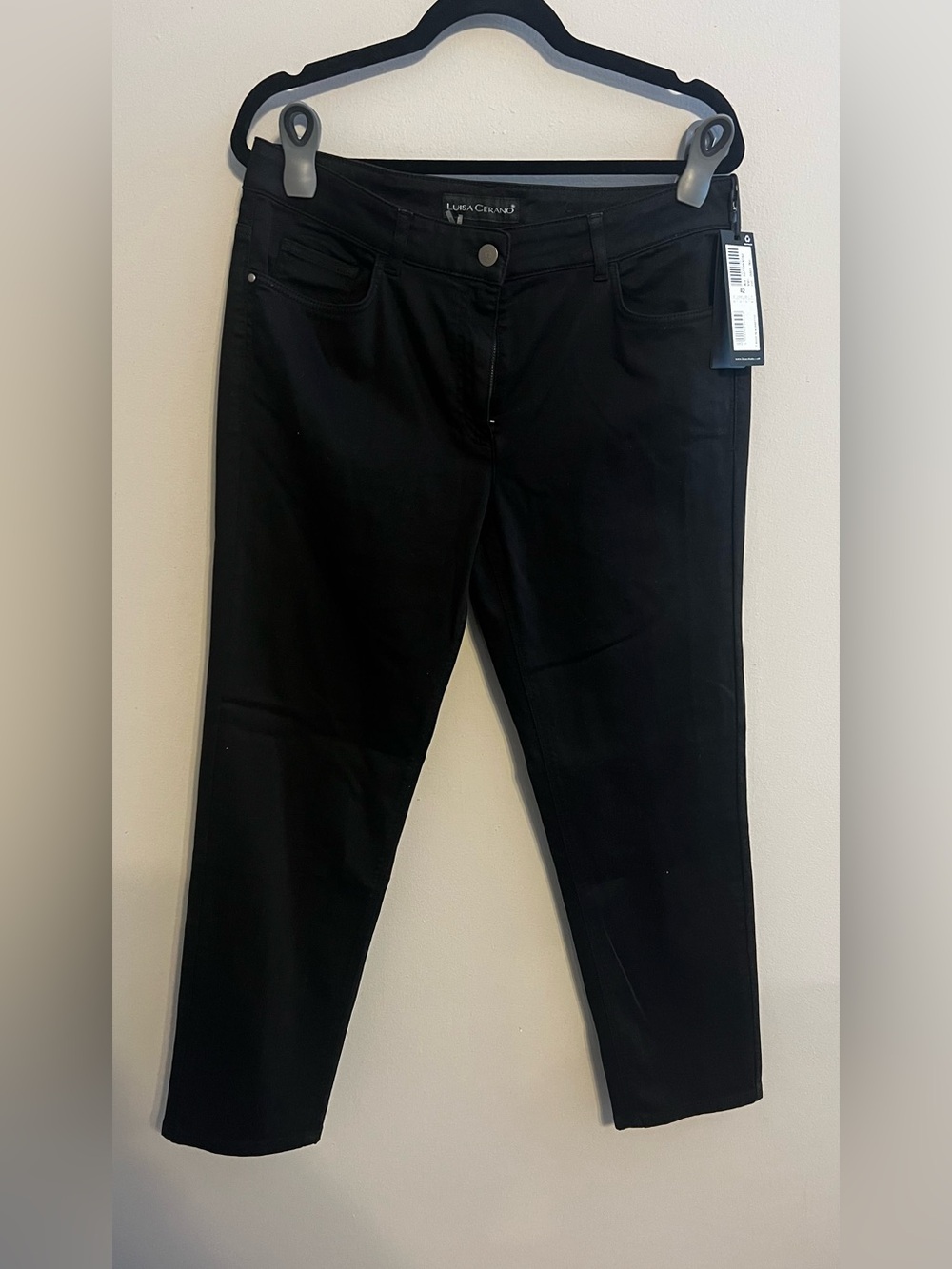 NWT Luisa Cerano Black Denim Jeans Women’s Size 12 Luxury Euro Chic